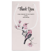 枝にピンクと黒の鳥が咲くパーティーありがとう スモールペーパーバッグ (裏面)