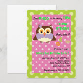 枝にフクロウ-誕生日招待状6 招待状 (正面/裏面)