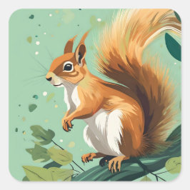 枝にリス。 スクエアシール