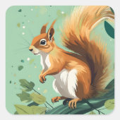 枝にリス。 スクエアシール (正面)