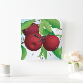 「枝にリンゴ」 スクエア壁時計 (ホーム)