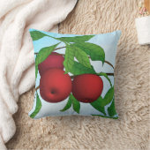 枝にリンゴ，赤と緑 クッション (ブランケット)