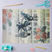 枝にロマンチックな鳥 薄葉紙 (クラフト)