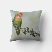 枝に乗ったバラ色の愛鳥 クッション (裏面)