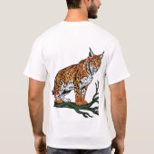 枝に佇む雄偉なリンクスTシャツ Tシャツ (裏面)
