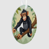 枝に可愛い尾を付けたチンパンジー オーナメント (正面)