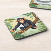 枝に可愛い尾を付けたチンパンジー コースター (左側)