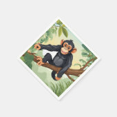 枝に可愛い尾を付けたチンパンジー スタンダードカクテルナプキン (角)