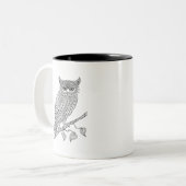 枝に坐っている刺激を受けたな魔法のフクロウ ツートーンマグカップ (正面左)