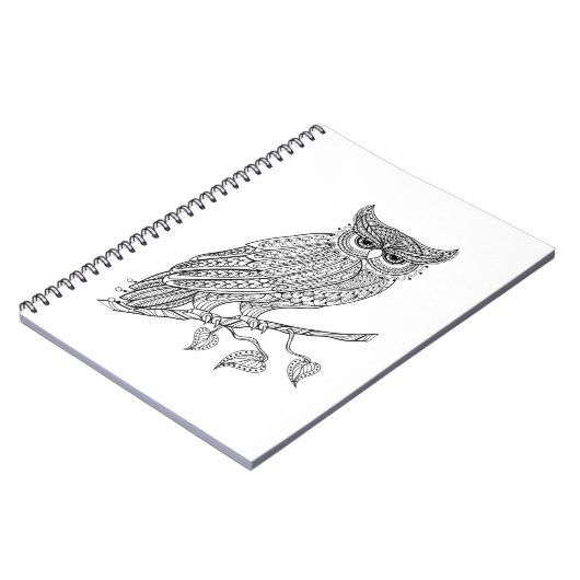 枝に坐っている刺激を受けたな魔法のフクロウ ノートブック (左側)