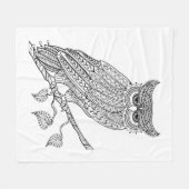 枝に坐っている刺激を受けたな魔法のフクロウ フリースブランケット (正面(横))