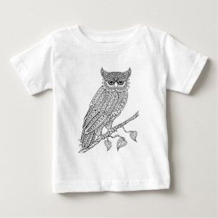 枝に坐っている刺激を受けたな魔法のフクロウ ベビーTシャツ