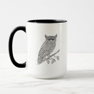 枝に坐っている刺激を受けたな魔法のフクロウ マグカップ