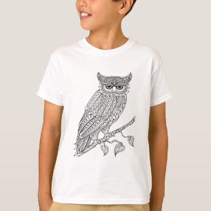 枝に坐っている刺激を受けたな魔法のフクロウ Tシャツ