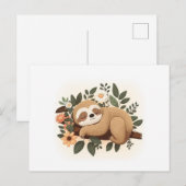 枝に寝そべるナマケモノのキャラクター ポストカード (正面/裏面)