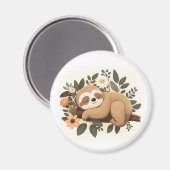 枝に寝そべるナマケモノのキャラクター            マグネット (正面/裏面)