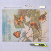 枝に広がるクリスマスの挨拶に美しい鳥 薄葉紙 (クラフト)