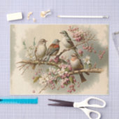 枝に広がる可愛い鳥 薄葉紙 (クラフト)