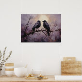 枝に座っている二羽のカラス ポスター (キッチン)