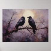枝に座っている二羽のカラス ポスター (正面)