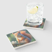 枝に座っている茶色のリス–56765 ストーンコースター (横)