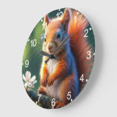 枝に座っている茶色のリス–56765 ラージ壁時計 (傾斜)