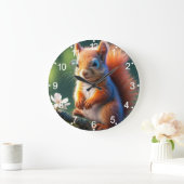 枝に座っている茶色のリス–56765 ラージ壁時計 (ホーム)