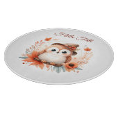 枝に座るかわいい秋のフクロウ|過去記事 カッティングボード (角)