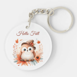 枝に座るかわいい秋のフクロウ|過去記事 キーホルダー