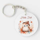 枝に座るかわいい秋のフクロウ|過去記事 キーホルダー (正面)