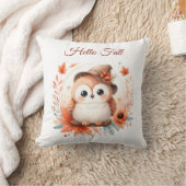 枝に座るかわいい秋のフクロウ|過去記事 クッション (ブランケット)