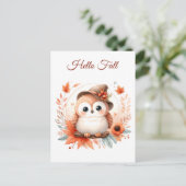 枝に座るかわいい秋のフクロウ|過去記事 ポストカード (スタンド正面)