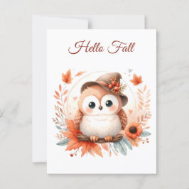 枝に座るかわいい秋のフクロウ|過去記事 ポストカード