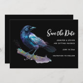 枝に座るキレイなカラス セーブザデート (正面/裏面)