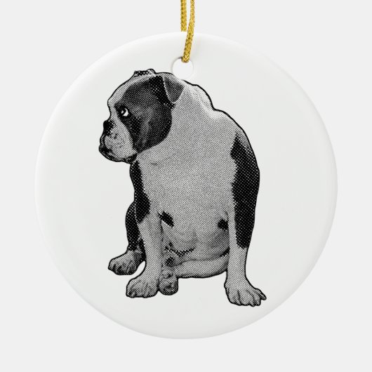 枝に微笑み、繊細な模様 セラミックオーナメント (正面)