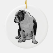 枝に微笑み、繊細な模様 セラミックオーナメント (裏面)