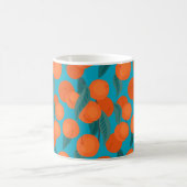 枝に桃があるシームレスなフラットパターン コーヒーマグカップ (中央)