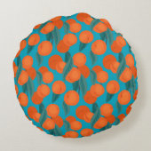 枝に桃があるシームレスなフラットパターン ラウンドクッション (裏面)