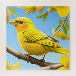 枝に止まった明るい黄色の松の鳥 ジグソーパズル