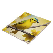 枝に止まった明るい黄色の松の鳥 タイル (側面)