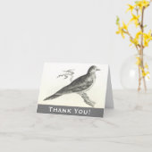 枝に止まった鳥ありがとうグリーティングカード カード (黄色い花)