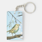 枝に止まった黄色い小鳥 キーホルダー (裏面)