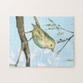 枝に止まった黄色い小鳥 ジグソーパズル (横)