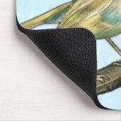 枝に止まった黄色い小鳥 マウスパッド (コーナー)