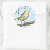 枝に止まった黄色い小鳥 ラウンドシール (バッグ)