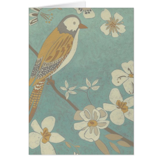 枝に止まった黄色、灰色、ベージュの鳥 (正面)