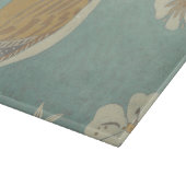 枝に止まった黄色、灰色、ベージュの鳥 カッティングボード (角)