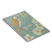 枝に止まった黄色、灰色、ベージュの鳥 ノートブック (右側)