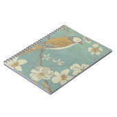 枝に止まった黄色、灰色、ベージュの鳥 ノートブック (左側)