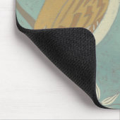 枝に止まった黄色、灰色、ベージュの鳥 マウスパッド (コーナー)